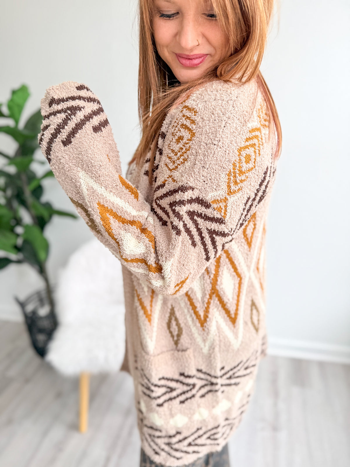 Geometric Neutral Cardigan
