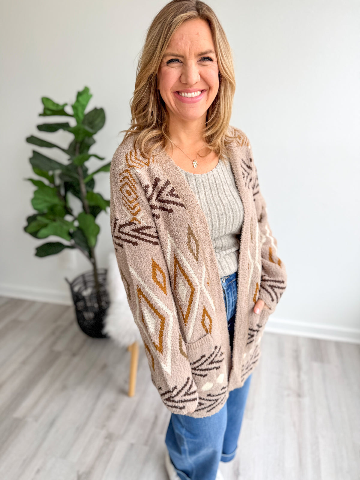 Geometric Neutral Cardigan
