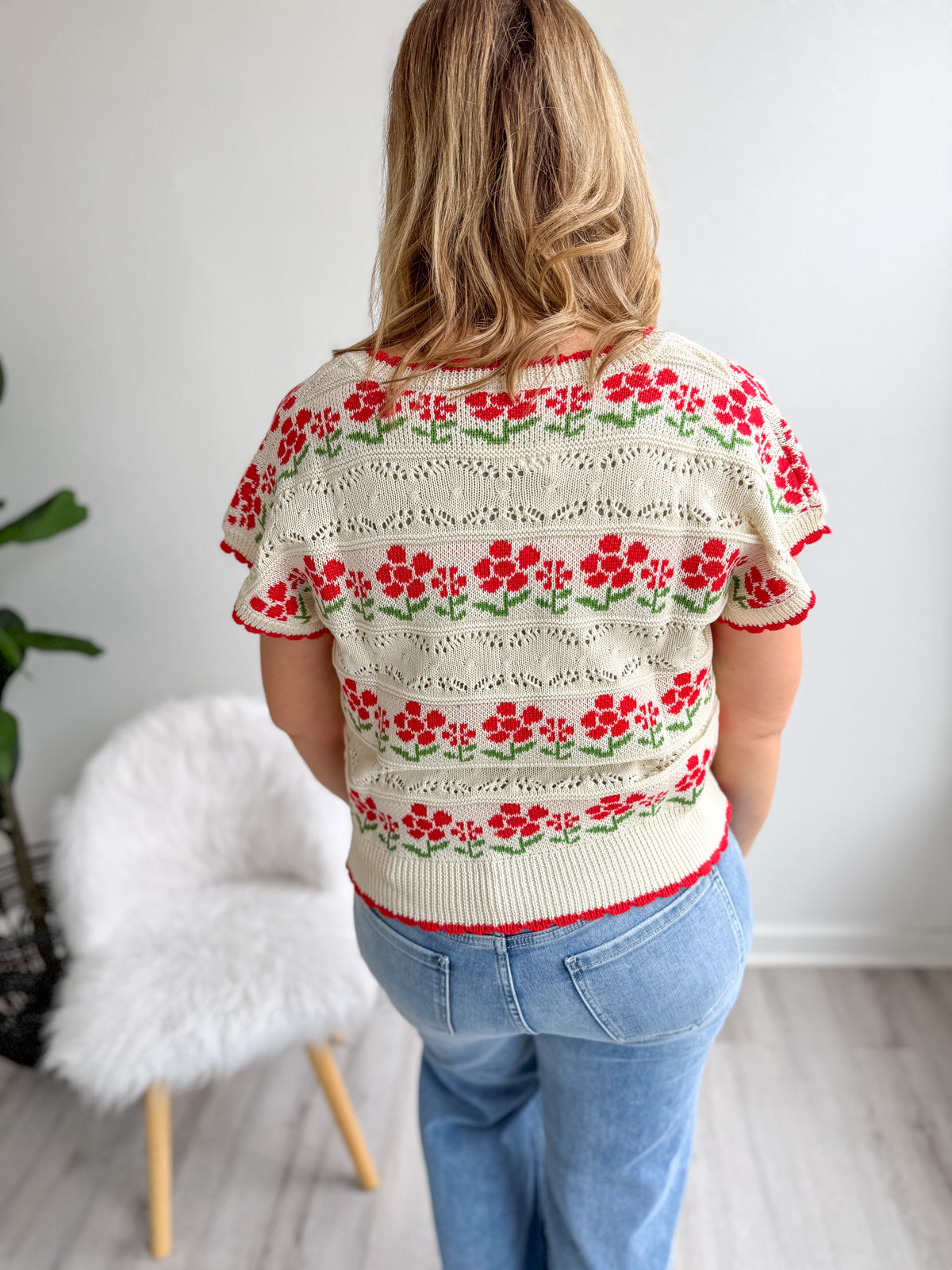 Rosey Knit V-Neck Top