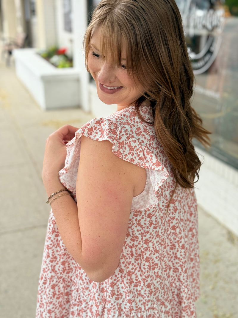 Floral Mauve Tiered Top