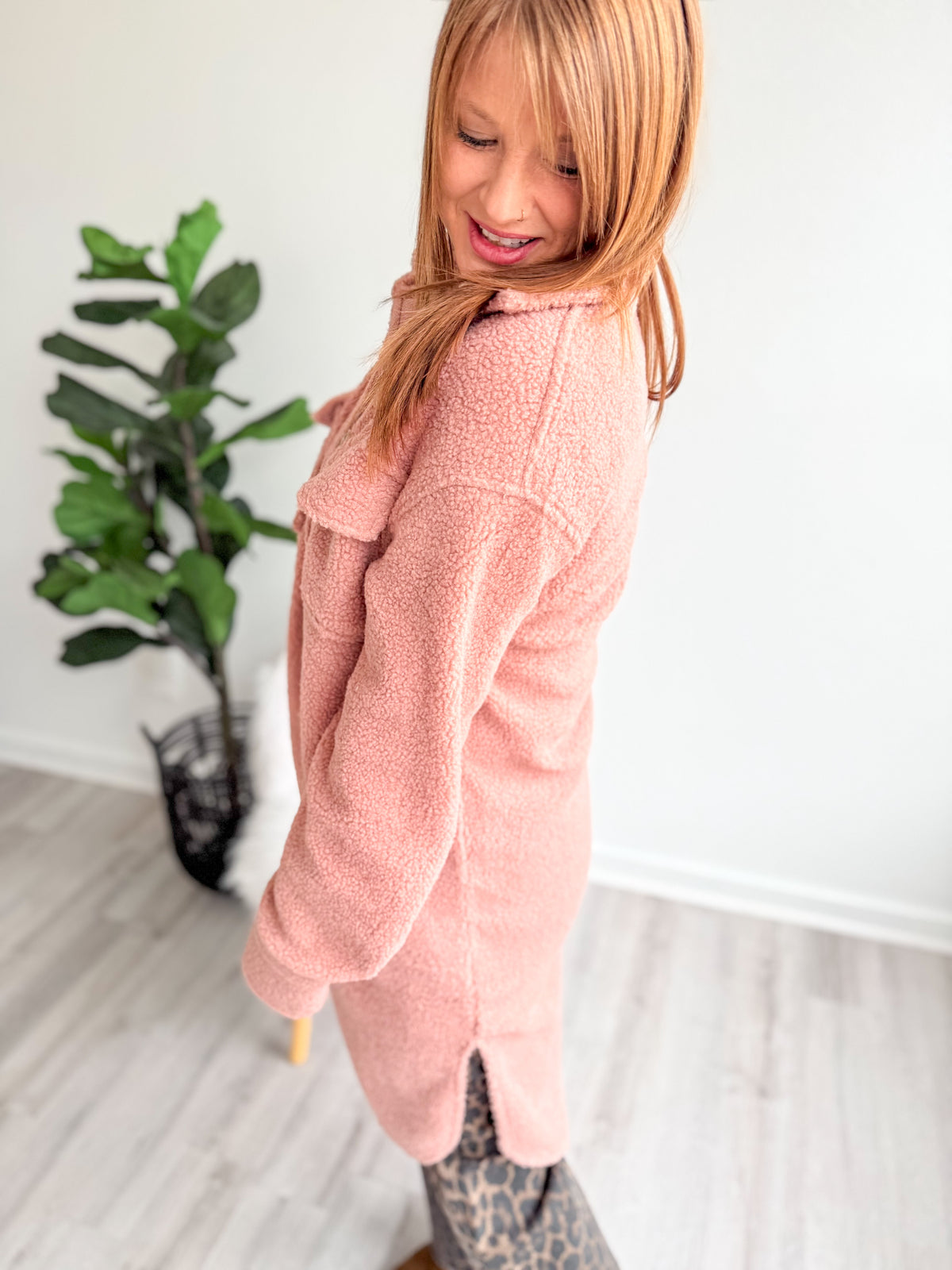 Dusty Pink Sherpa Jacket