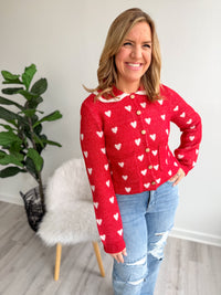 Red Button Heart Cardigan