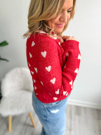 Red Button Heart Cardigan