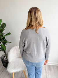 Embroidered Heather Gray Sweater