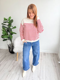 Stretchy Soft Cuffed Wide Leg Jeans
