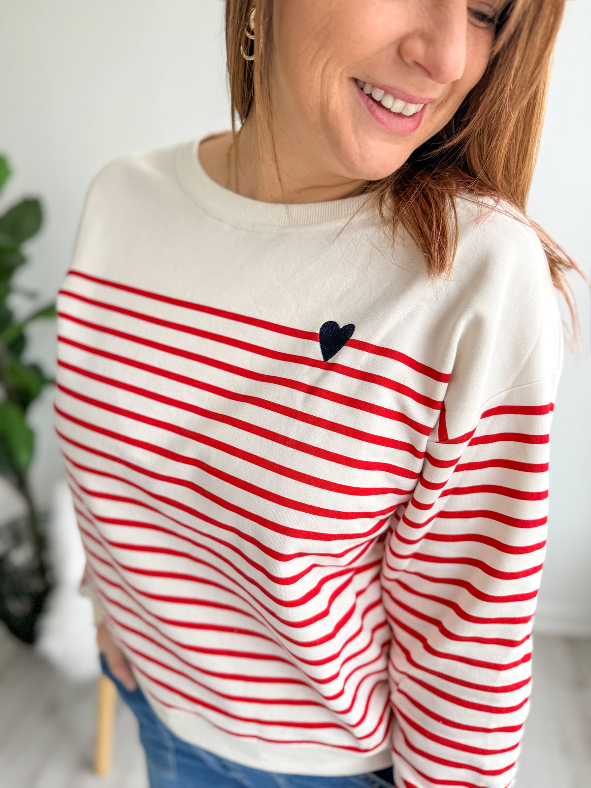 Striped Heart Sweater