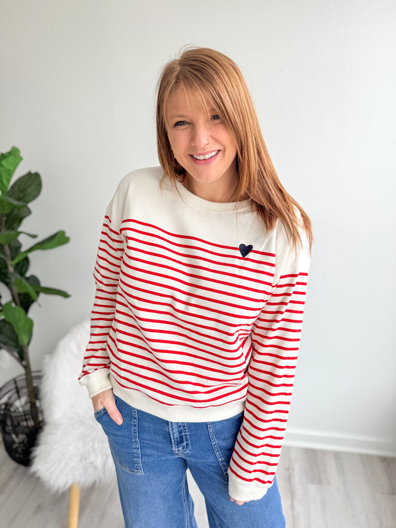 Striped Heart Sweater