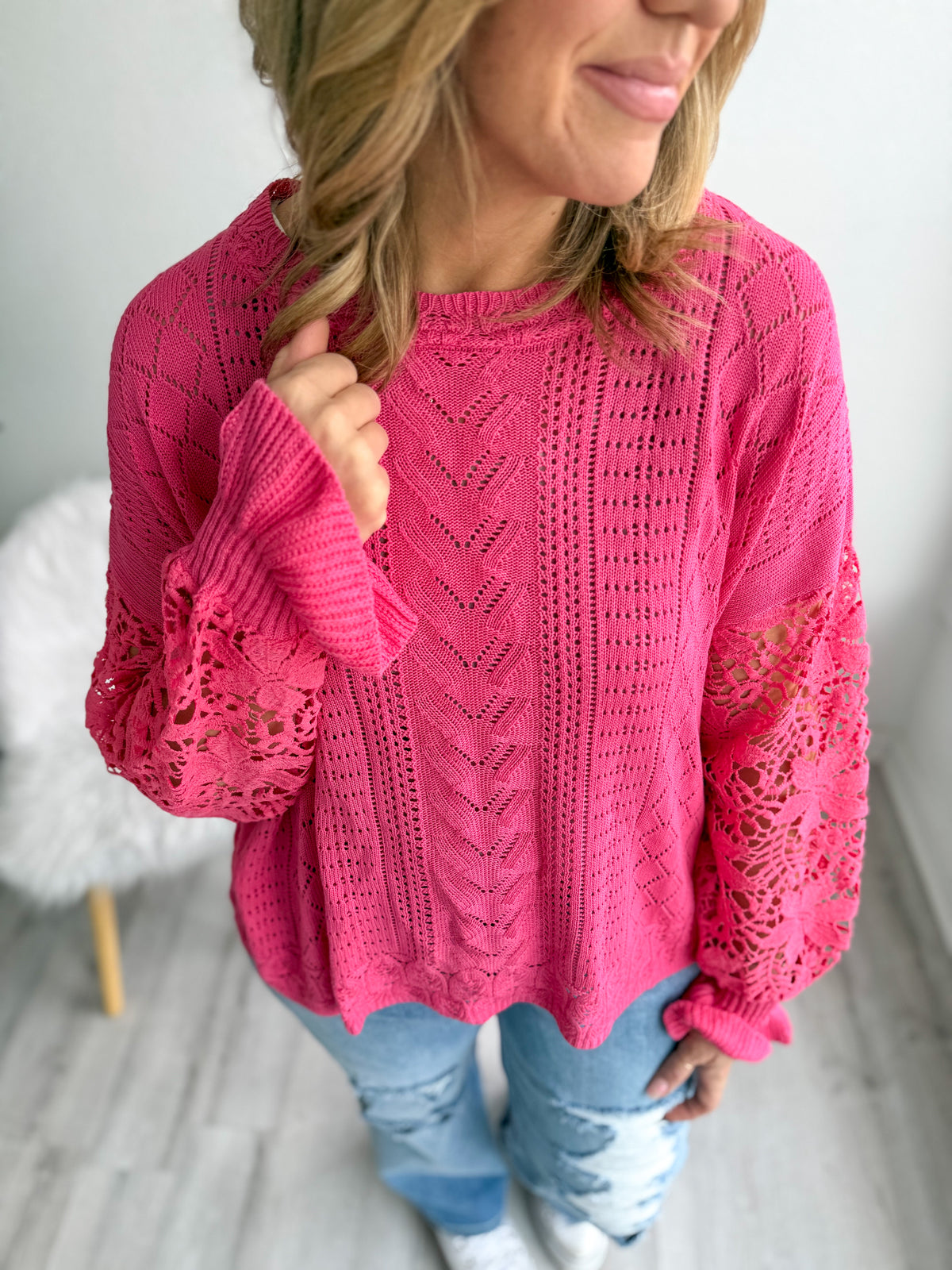 Bubble Pink Knit Sweater