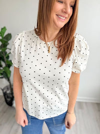 Black + White Polka Dot Tee