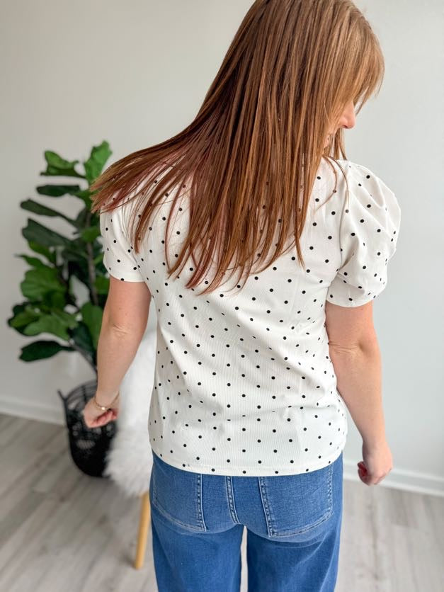 Black + White Polka Dot Tee