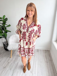 Burgundy Blossom Boho Dress
