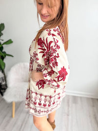 Burgundy Blossom Boho Dress