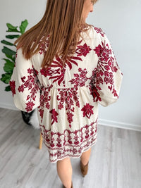 Burgundy Blossom Boho Dress