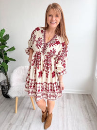 Burgundy Blossom Boho Dress