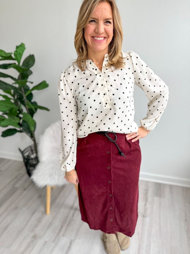 Champagne Polka Dot Long Sleeve