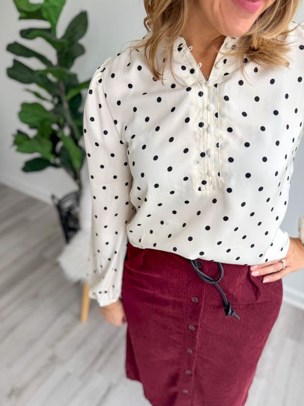 Champagne Polka Dot Long Sleeve