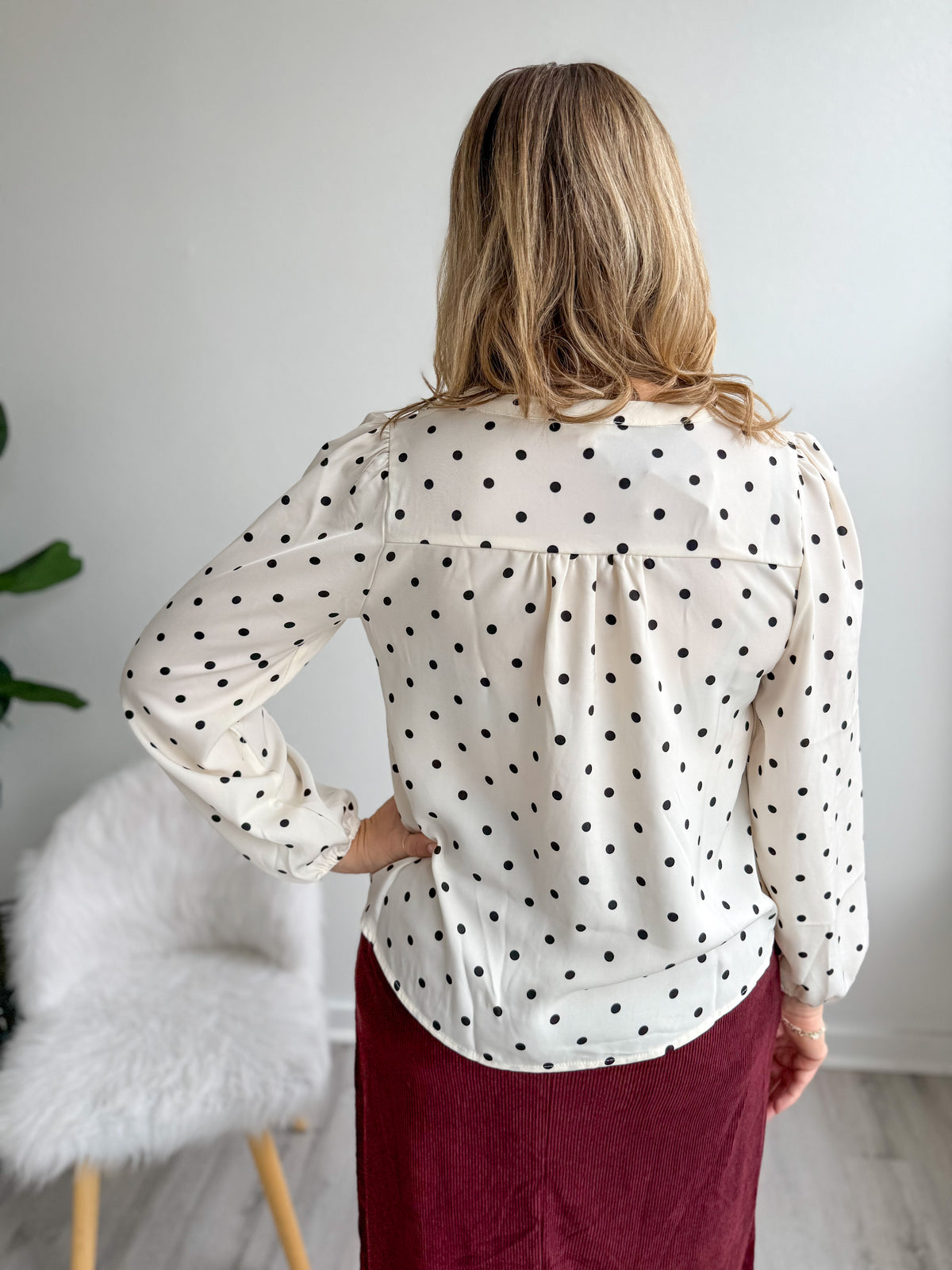 Champagne Polka Dot Long Sleeve