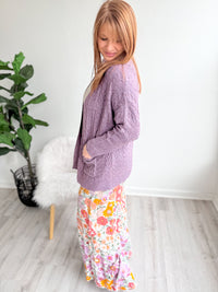 Purple Cozy Pocket Cardigan