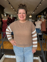 Taupe Stripe Knit Sweater