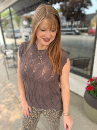 Neutral Tie Short Sleeve Sweater