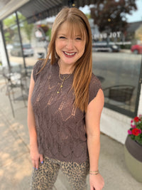 Neutral Tie Short Sleeve Sweater