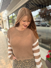 Taupe Stripe Knit Sweater