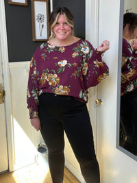 Marina Wine Floral Blouse