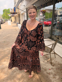 Rust + Shadow Boho Dress