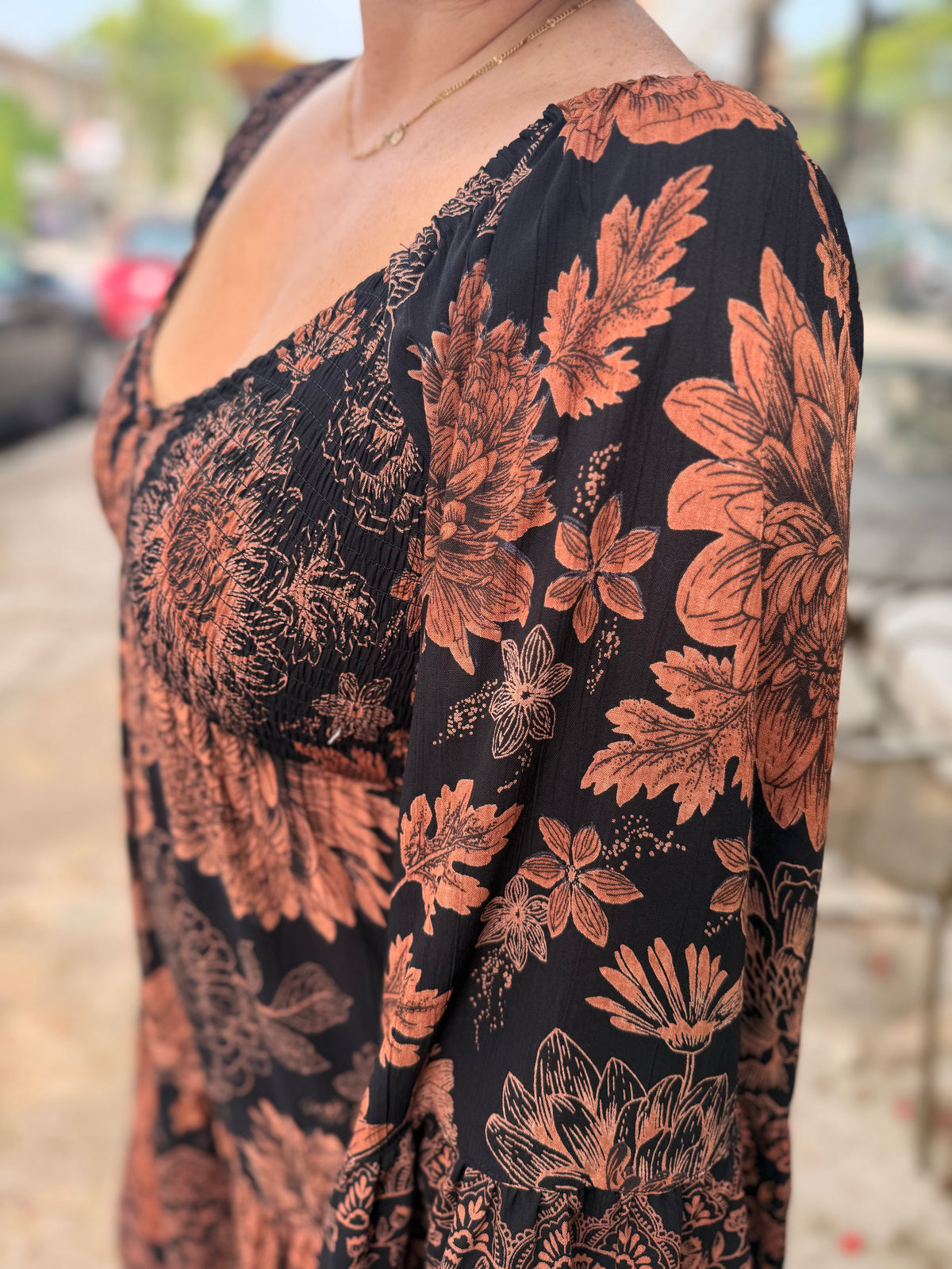 Rust + Shadow Boho Dress