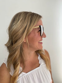 Black + Blue/Pink Lens-Squared Oversized Sunglasses