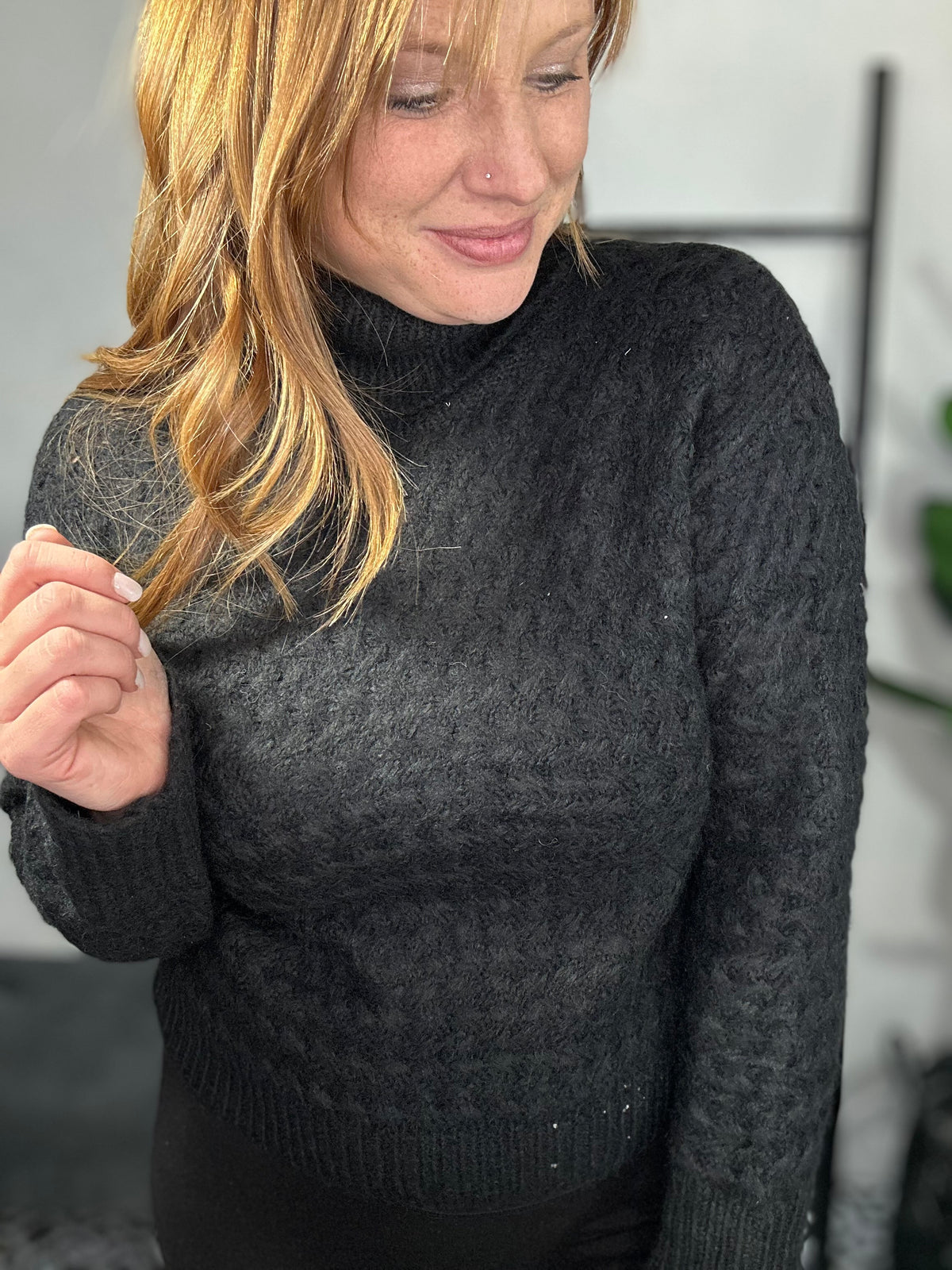 Noir Plush Turtleneck Sweater