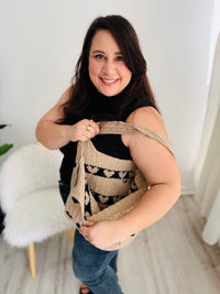 Crochet Knit Hearts Tote Bag
