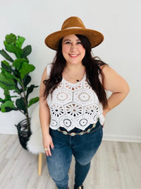 Crochet Tank Top Overlay - White