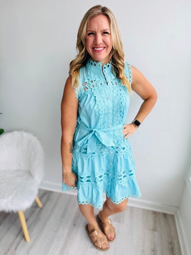 Sky Blue Detailed Dress - NC