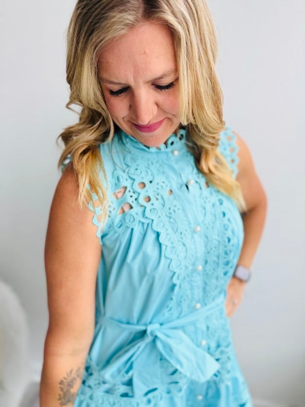 Sky Blue Detailed Dress - NC