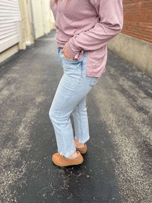 High Rise Kick Flare Denim