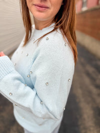 Light Blue Rhinestone Sweater
