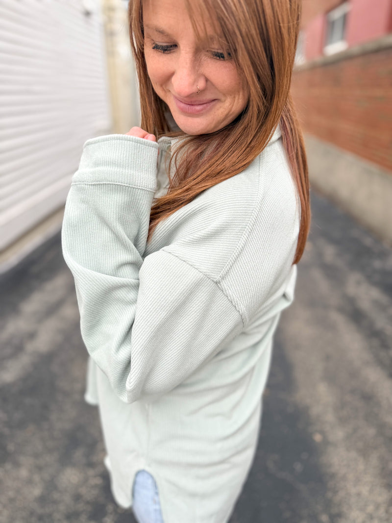 Sage Soft Corduroy Shacket