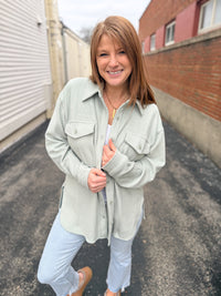 Sage Soft Corduroy Shacket
