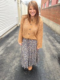 Camel Knit Collar Cardigan