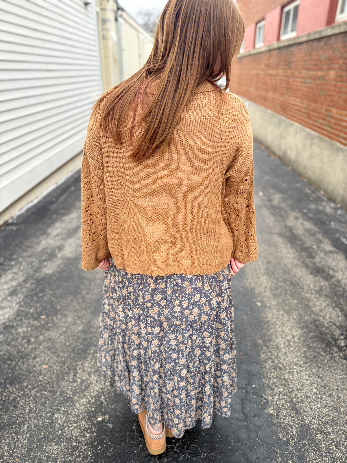 Camel Knit Collar Cardigan