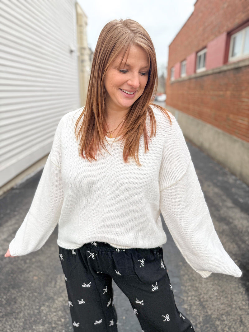 Soft Ivory Flare Sleeve Sweater