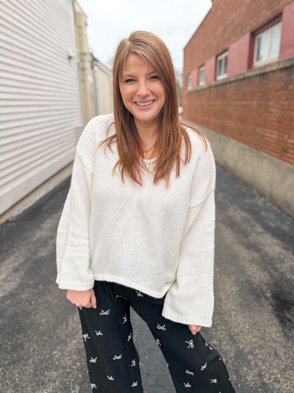 Soft Ivory Flare Sleeve Sweater