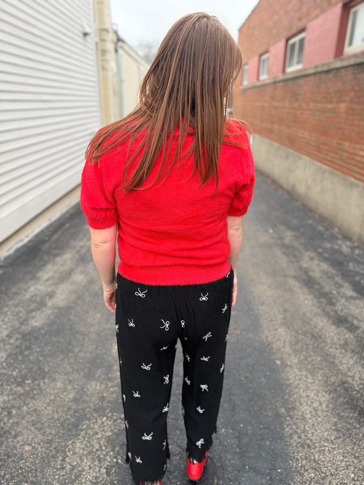 Crimson Cozy Short Sleeve Sweater Top