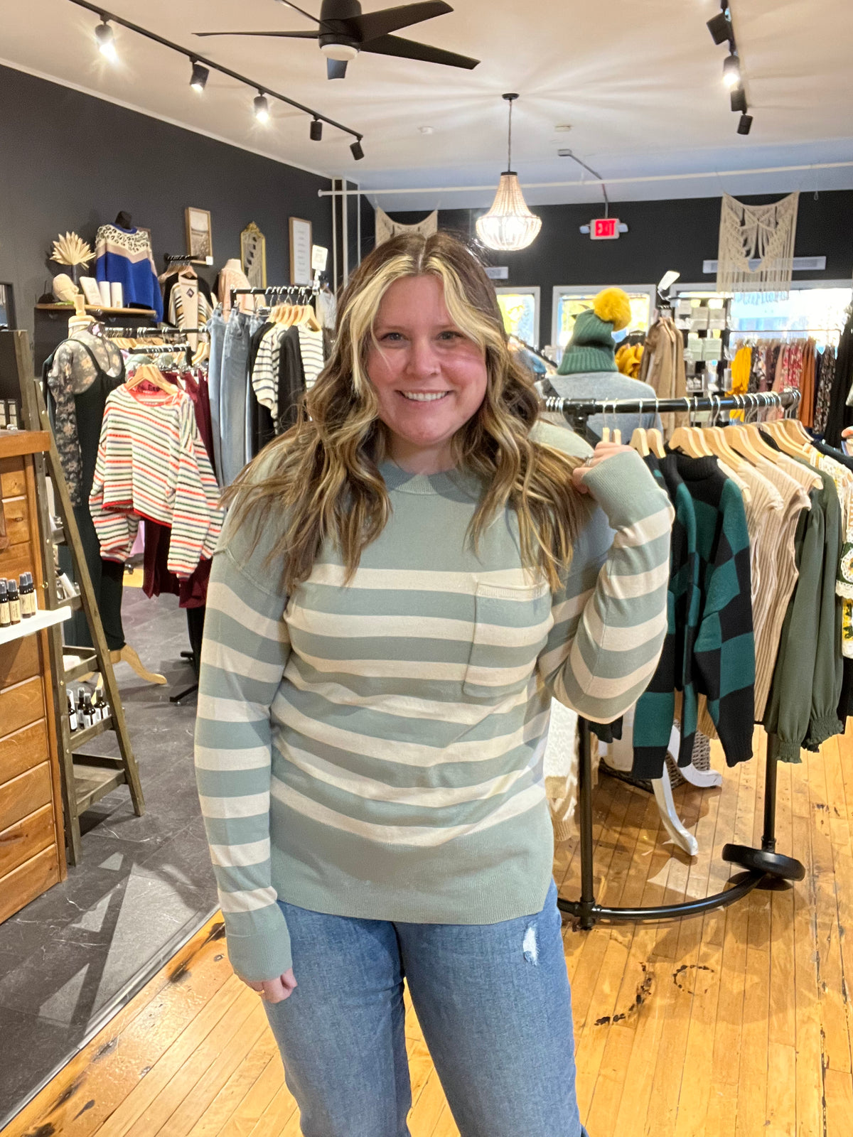 Sage Stripe Sweater