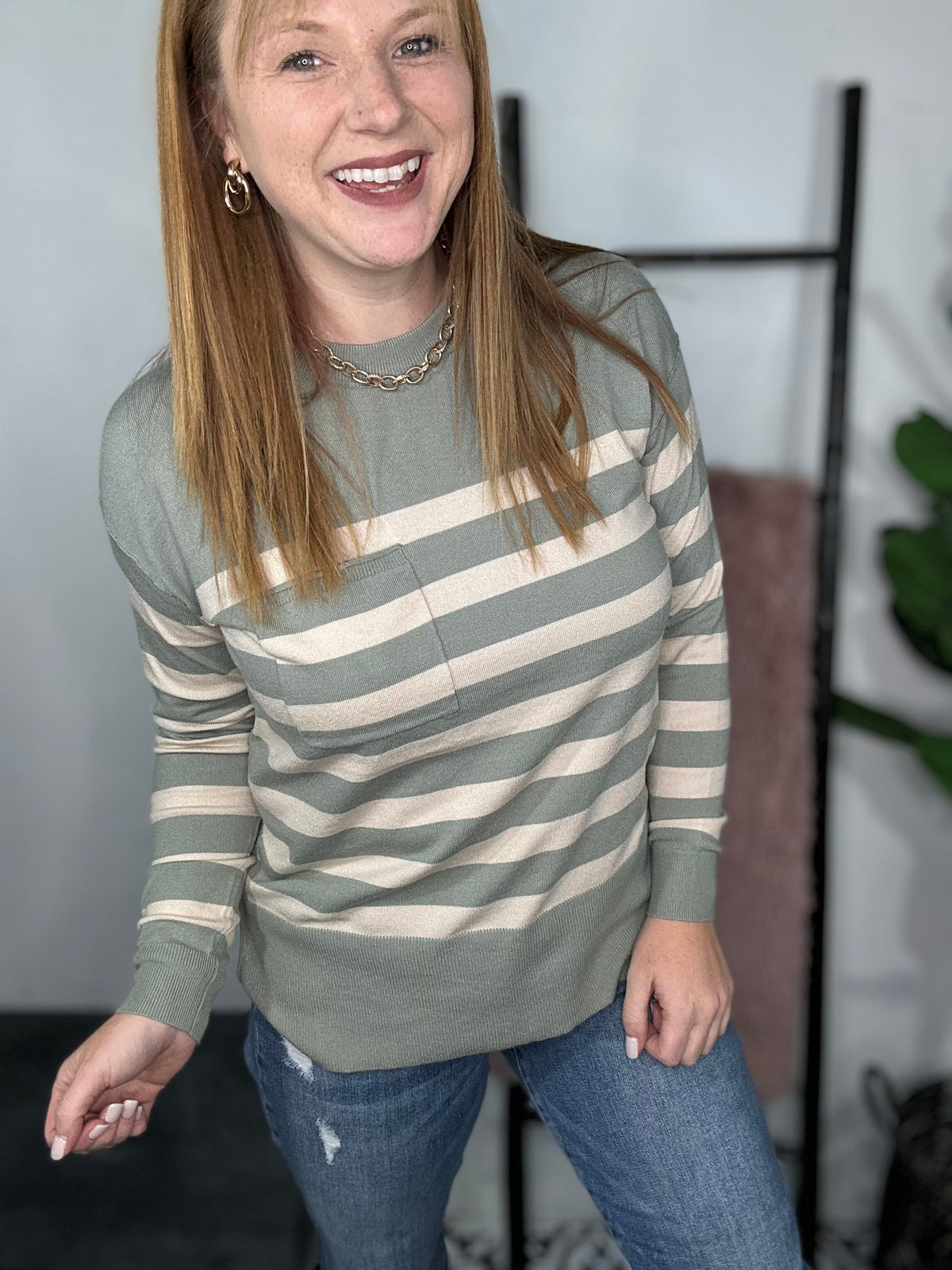 Sage Stripe Sweater