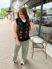 Rustic Floral Knit Vest