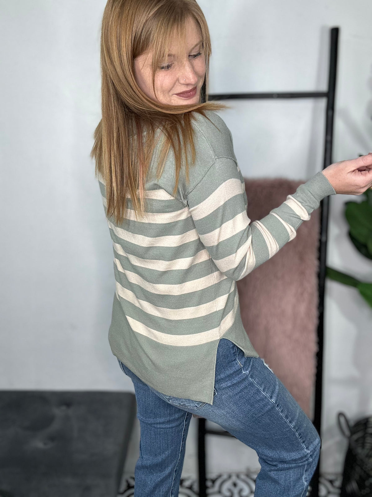 Sage Stripe Sweater