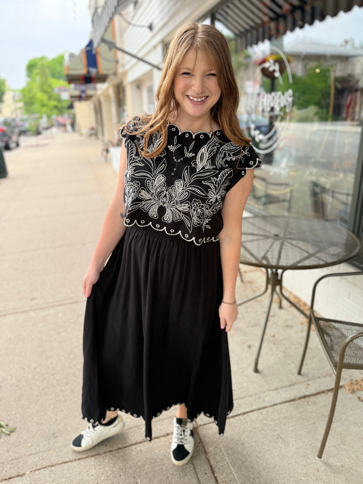 Raelyn Black & White Floral Top