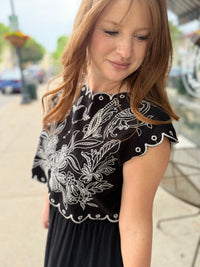 Raelyn Black & White Floral Top